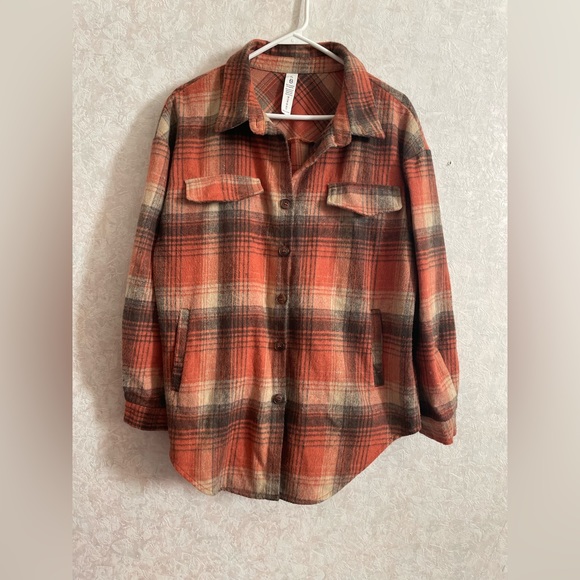 Jackets & Blazers - Women's extra large orange plaid shacket